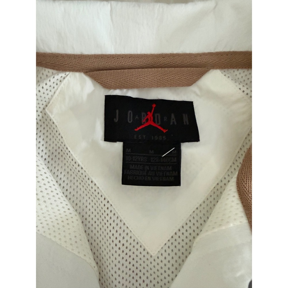 Jordan Flight Boys Jacket White Tan Jumpman Logo Mesh Lined Size M 10-12 Years - Picture 3 of 5